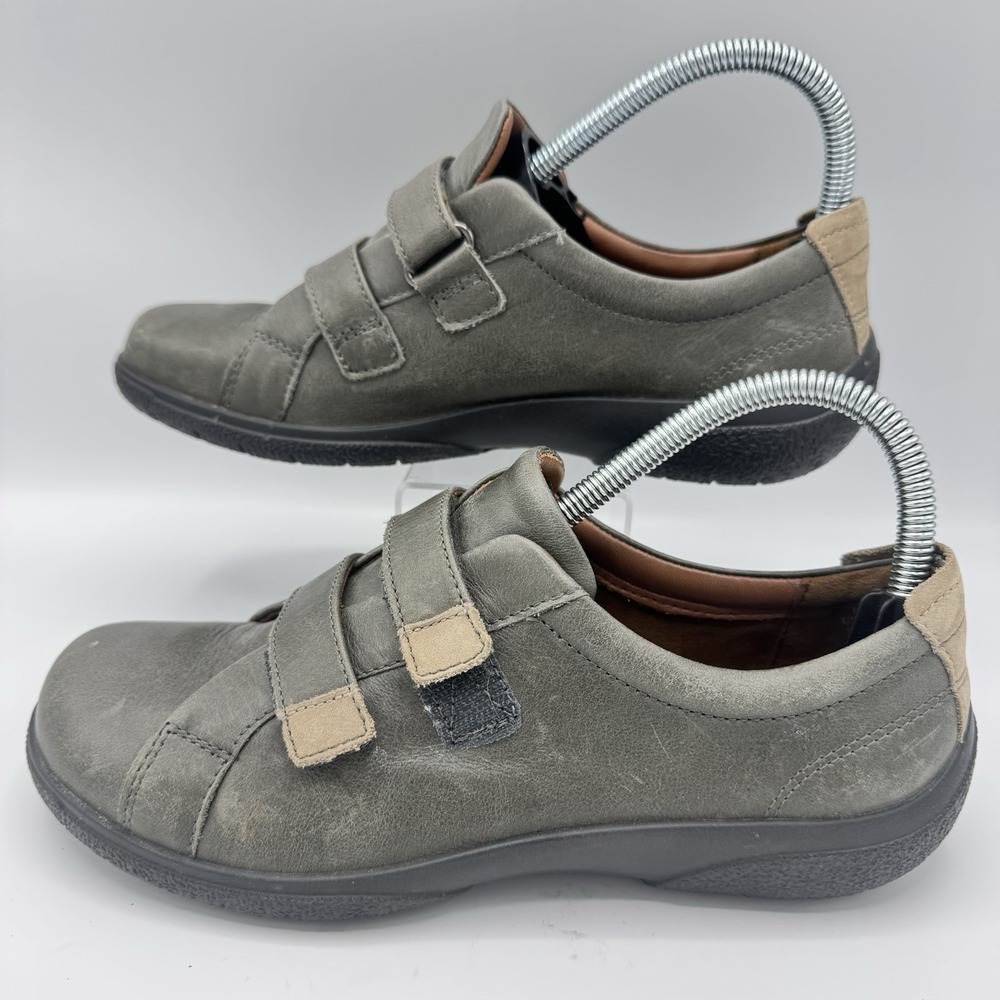Hotter Leap II Womens Shoes Size 7 Smokey Grey Leather Ortholite Comfort Strap